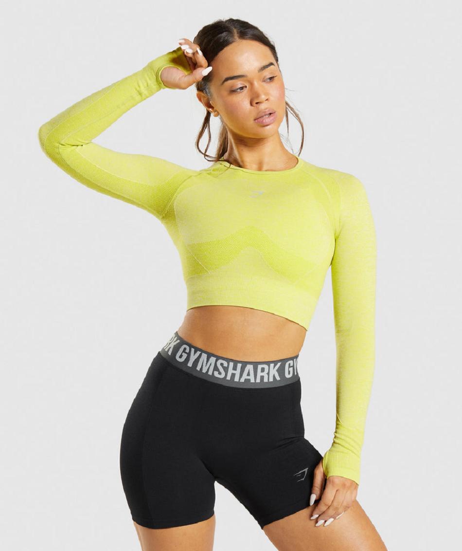 Corp Tops Gymshark Flex Sports Long Sleeve Mujer Amarillo | CO 2582VRW